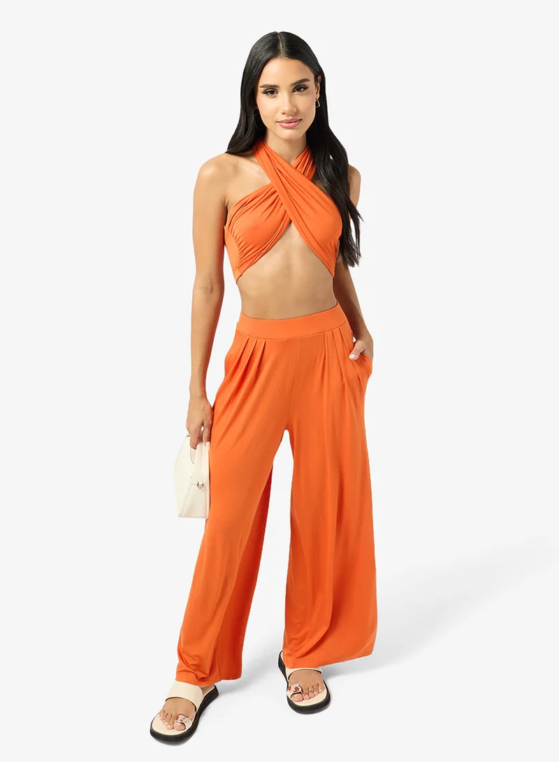 جينجر Sweetheart Neckline Tie Up Top & Pant Coord Set